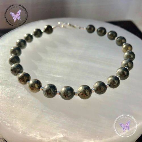 Pyrite & Silver Bead Bracelet